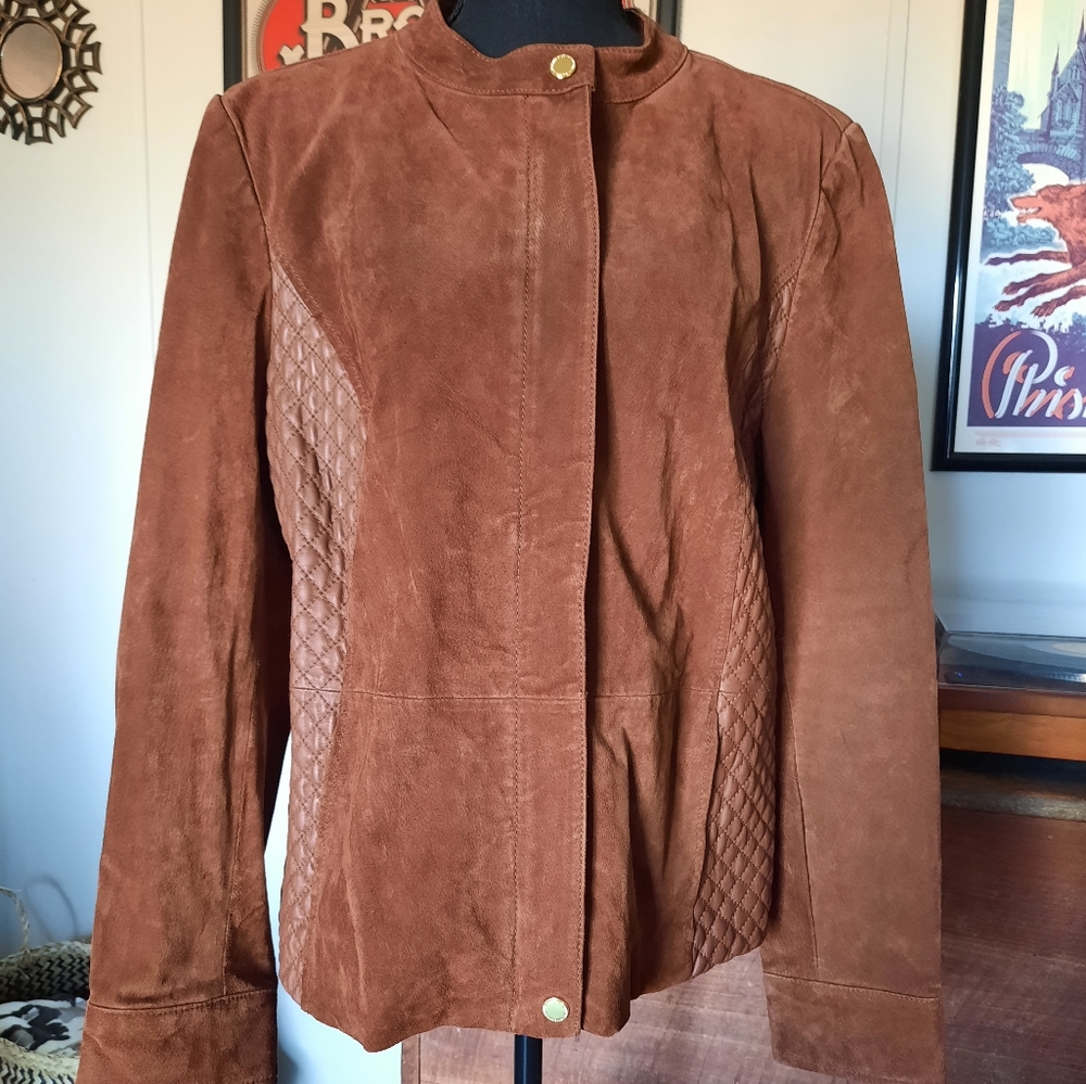 Issac Mizrahi Live Suede Quilted Jacket